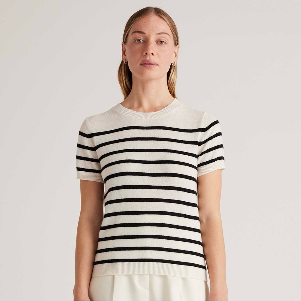 Quince Black and White Striped Blouse
